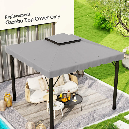 10' X 10' Gazebo Replacement Canopy Top, Double Vented Roof, Grey Gazebo Canopy Replacement Light Grey at Gallery Canada