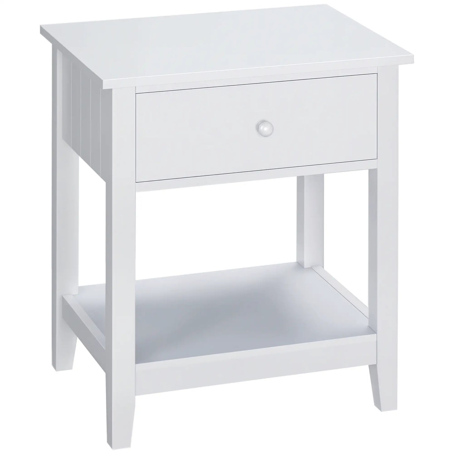 Modern Nightstand, Small End Table with Drawer, Storage Shelf, White Side Tables at Gallery Canada