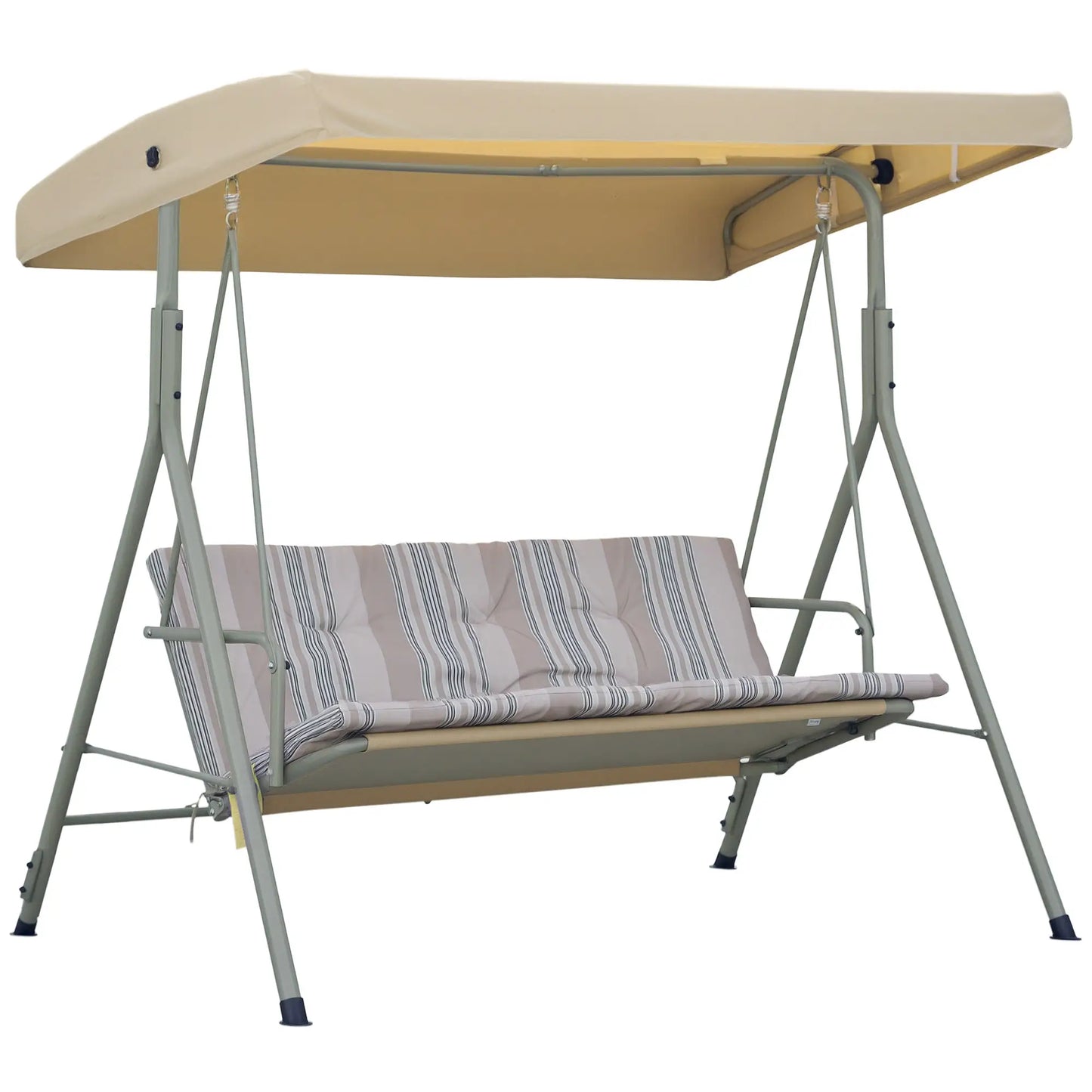 3-Seat Patio Swing Chair, Adjustable Canopy, Light Brown Patio Swings with Stand at Gallery Canada