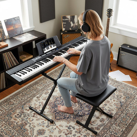 88-Key Electric Piano Keyboard with Adjustable Stand and Portable Bag, Black Pianos & Keyboards Black at Gallery Canada