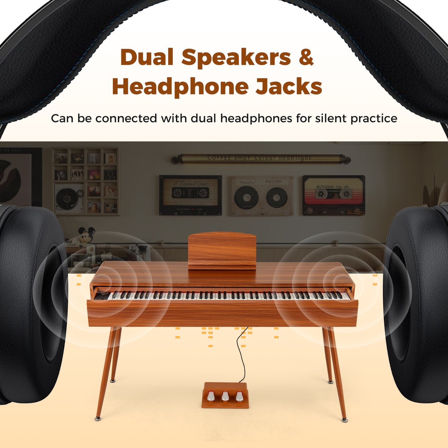 88-Key Graded Hammer Action Weighted Keyboard, Brown Pianos & Keyboards at Gallery Canada