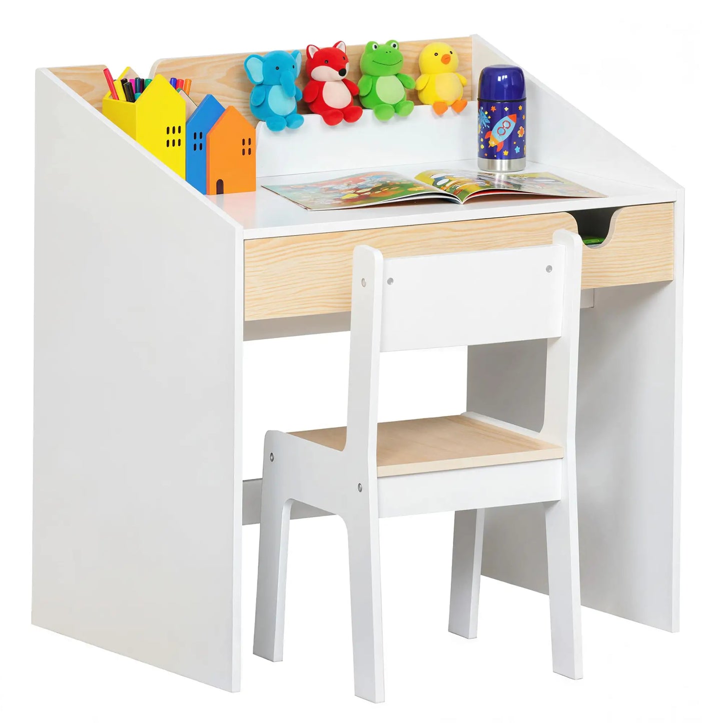 Kids Desk and Chair Set with Storage Drawer, for 6-10 Years Kids Desk Sets at Gallery Canada