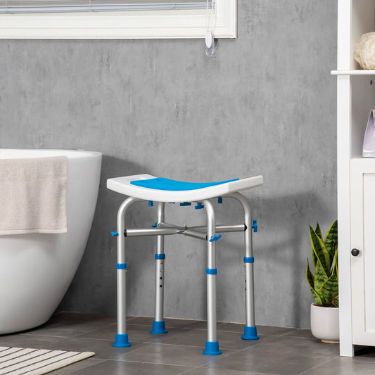 Adjustable Shower Chair, 16.7"W Aluminum, EVA Padded Seat for Seniors Bath Chairs White, Blue, Silver at Gallery Canada