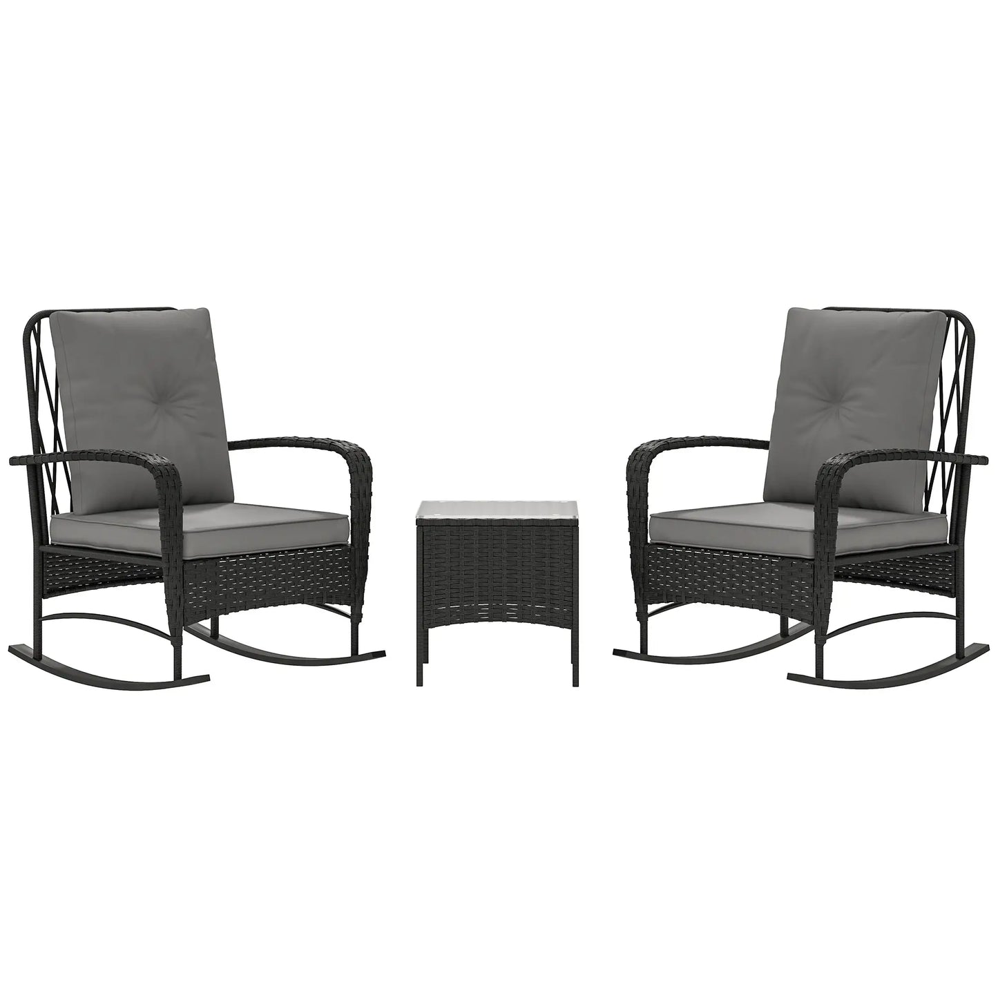 3pc Rattan Bistro Set, Wicker Patio Furniture, Rocking Chairs, Grey Bistro Sets at Gallery Canada