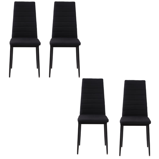 High Back Dining Chairs, Modern Upholstered Linen Fabric Accent Chairs with Metal Legs for Kitchen, Set of 4, Black at Gallery Canada