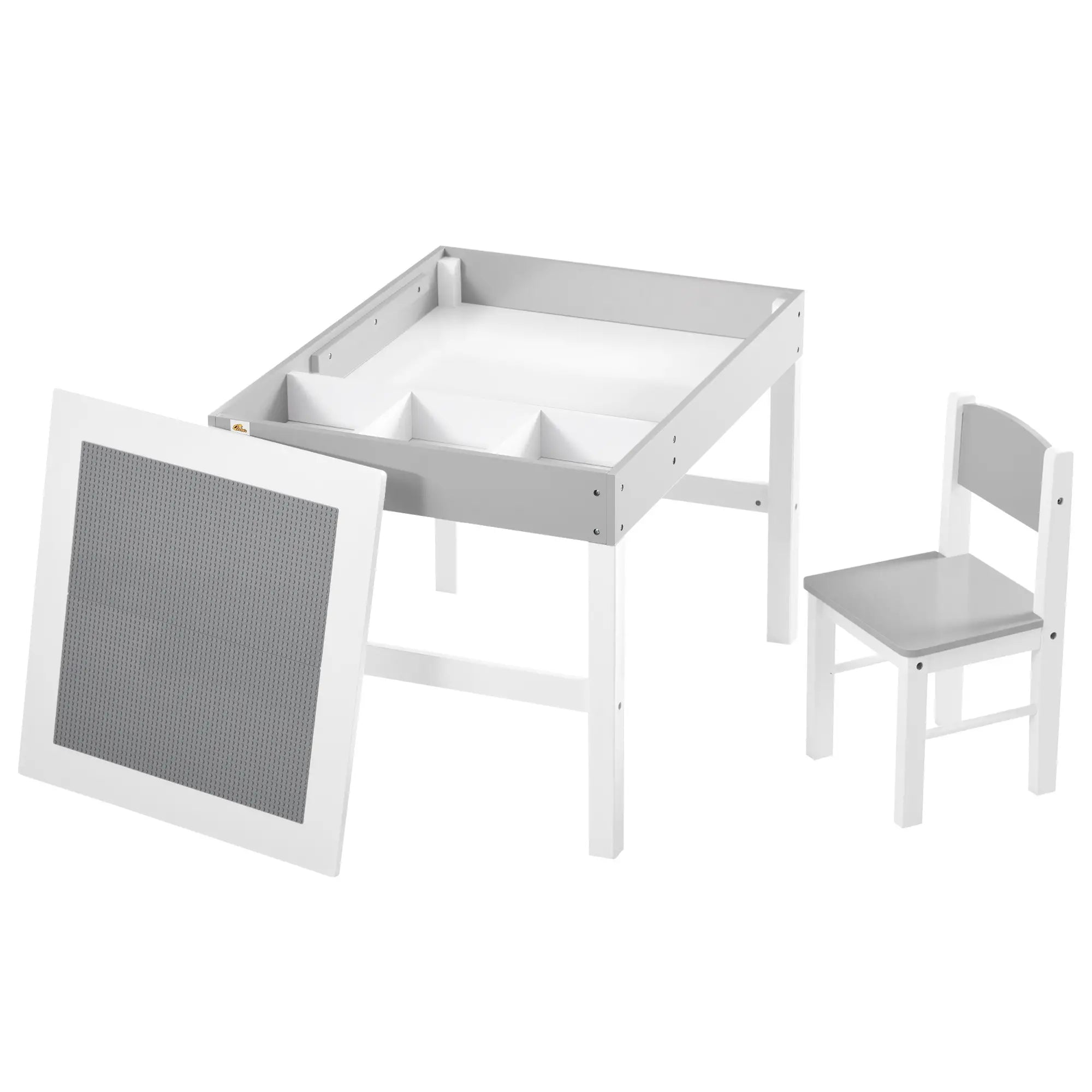 Kids Lego Table with Storage, 2PCs Toddler Activity Furniture, Grey Kids Table Sets at Gallery Canada