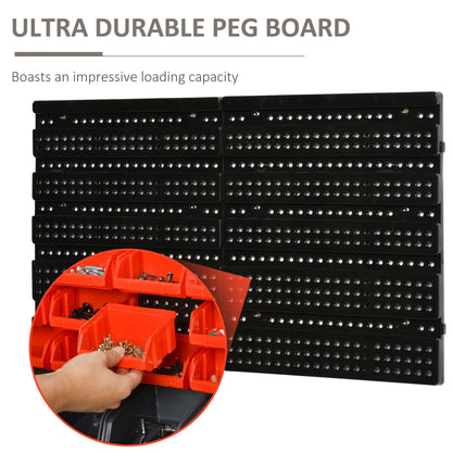 Wall Mounted Storage Bin Rack Tool Organizer with 30 Bins, Pegboard for Garage Workshops Red at Gallery Canada