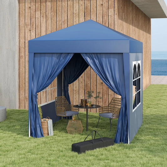 6.6'x6.6' Pop Up Canopy Tent, Instant Sun Shelter, Blue Pop Up Canopies Blue at Gallery Canada