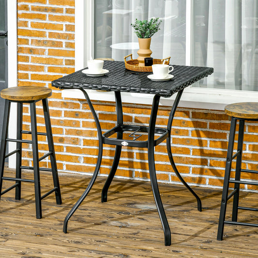 34 Inch Outdoor Wicker Dining Table, PE Rattan Coffee Table, Black Patio Side Tables Black at Gallery Canada