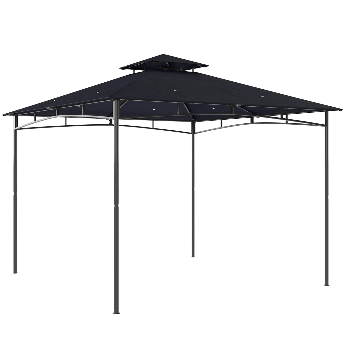 10' x 10' Gazebo, Soft Top, 2-Tier Roof, Metal Frame, Navy Blue Gazebos at Gallery Canada