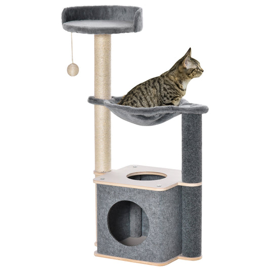 Cat Tree, Multi-Level Cat Tower with Cat Scratching Post, Perch, Cat Condo, Hammock, Hanging Toy Ball, Grey - Gallery Canada