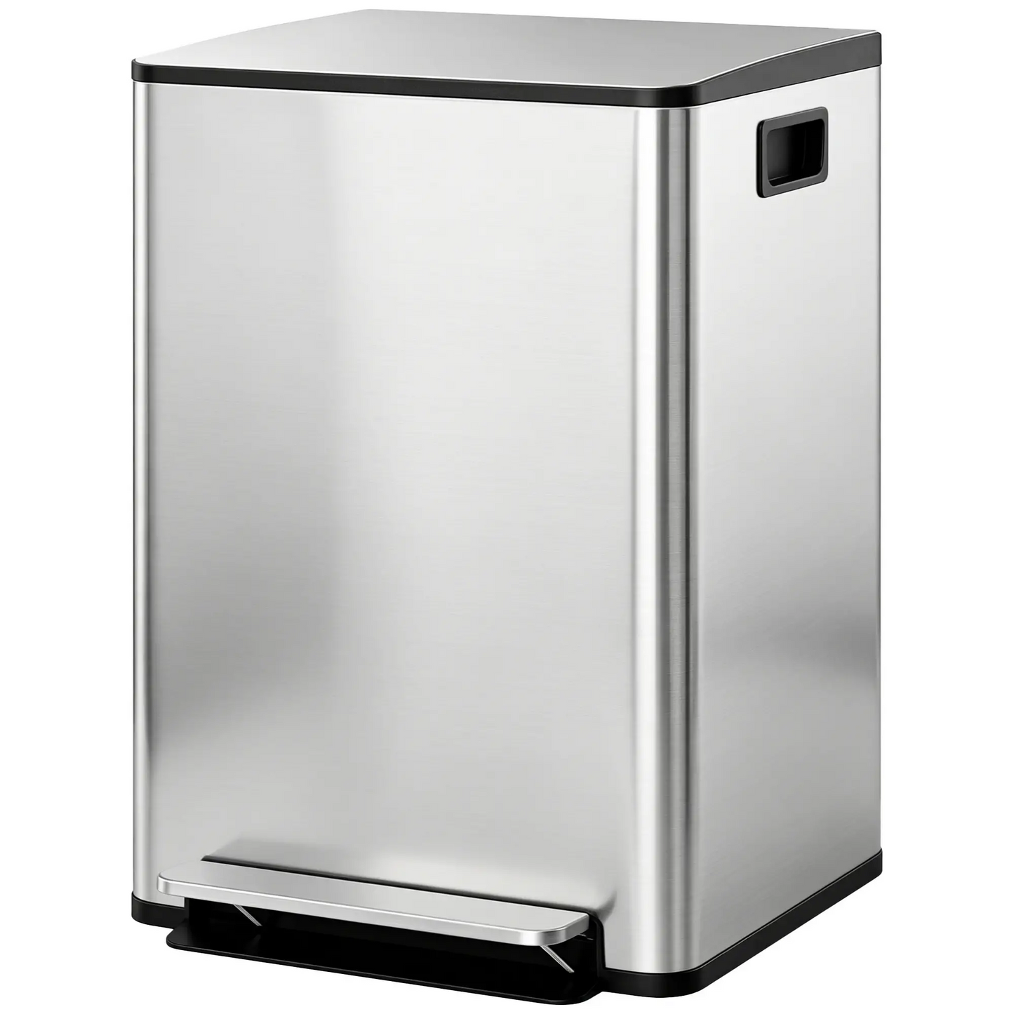 2 x 30L / 7.9 Gallon Dual Trash Can with Removable Inner Buckets and Handles for Kitchen, Office, Bathroom, Silver