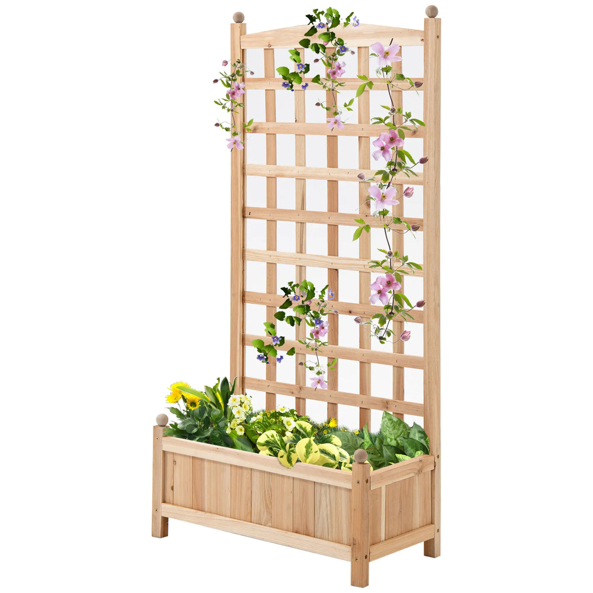 24" x 12" x 49" Raised Garden Bed, Trellis Board Back, Strong Wooden Design Elevated Garden Beds at Gallery Canada
