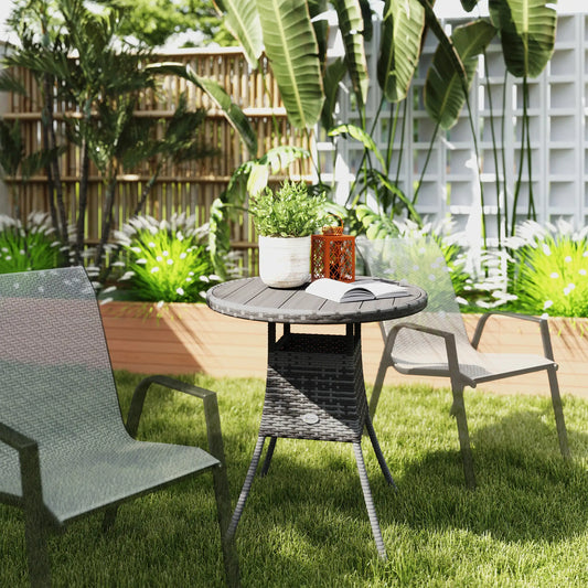 27.5" Outdoor Wicker Dining Table, PE Rattan Patio Furniture, Grey Patio Dining Tables Grey at Gallery Canada