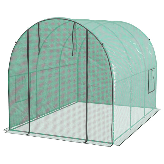 Polytunnel Greenhouse Walk-in Grow House with Plasric Cover, Door, Mesh Window and Steel Frame, 6.6' x 10' x 6.6' - Gallery Canada