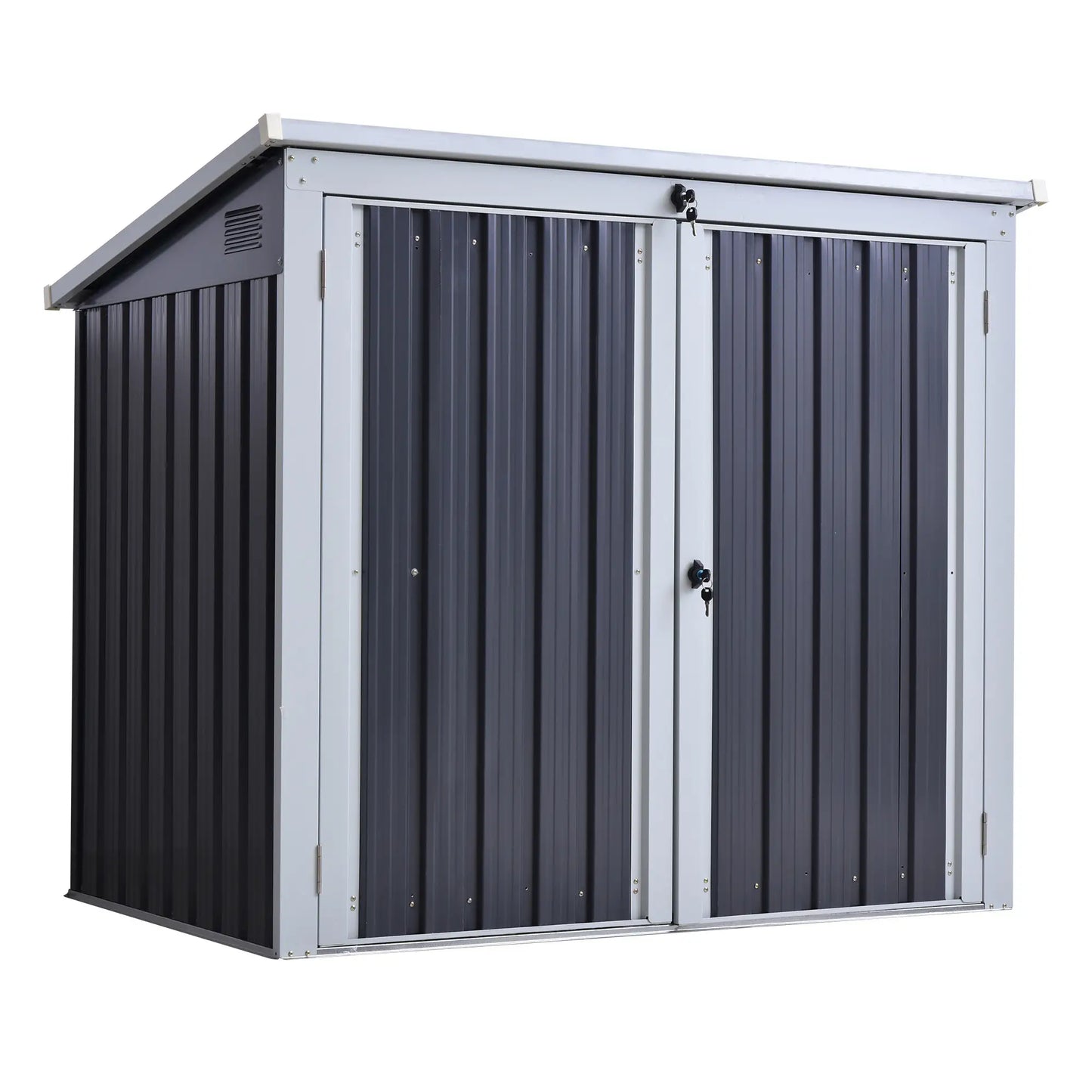 5ft x 3ft Outdoor Garbage Bin Storage Shed, Lockable Doors, Black