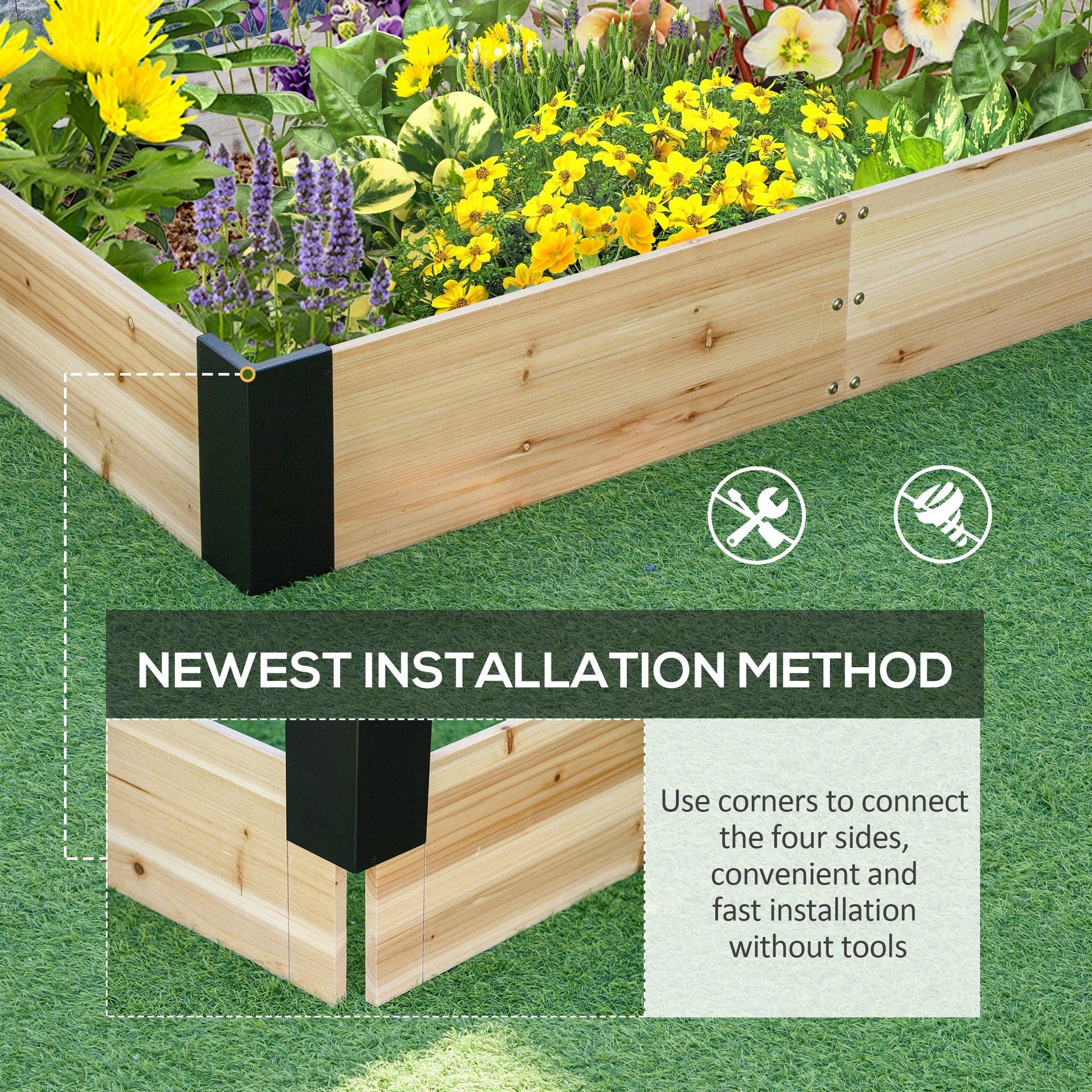 63" x 32" Raised Garden Bed with Metal Corner Bracket, Easy to Install Planter Box for Growing Vegetables, Flowers, Fruits, Herbs, and Succulents at Gallery Canada