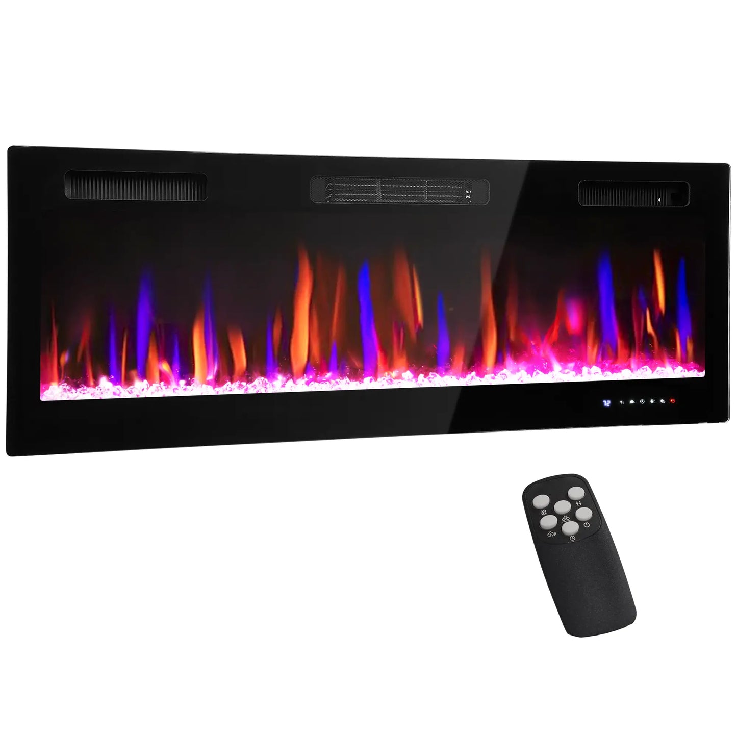 50" Thin Electric Fireplace, Freestanding, Wall Mounted Heater, Eco Mode, Auto Switch, Remote, 1500W Electric Fireplaces at Gallery Canada
