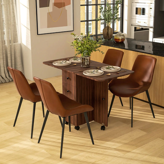 Drop Leaf Dining Table, Mobile Folding Table With Drawers, Brown Bar Tables & Dining Tables Brown at Gallery Canada