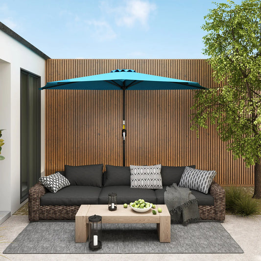 9ft Half Round Umbrella, 5 Ribs, Patio Garden Sun Shade, Light Blue Half Round Umbrellas Light Blue at Gallery Canada