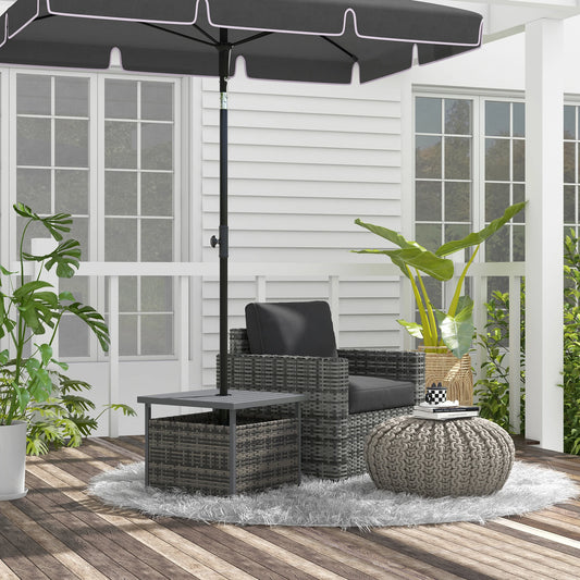 Rattan Coffee Table, Wicker Patio, Umbrella Hole, Mixed-Grey Patio Side Tables Mixed Grey at Gallery Canada