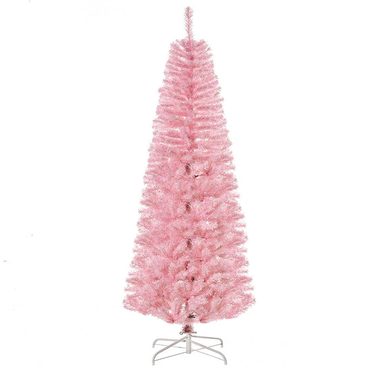 6FT Pop-up Artificial Christmas Tree Holiday Xmas Holiday Pencil Tree Decoration with Automatic Open for Home Party, Pink at Gallery Canada