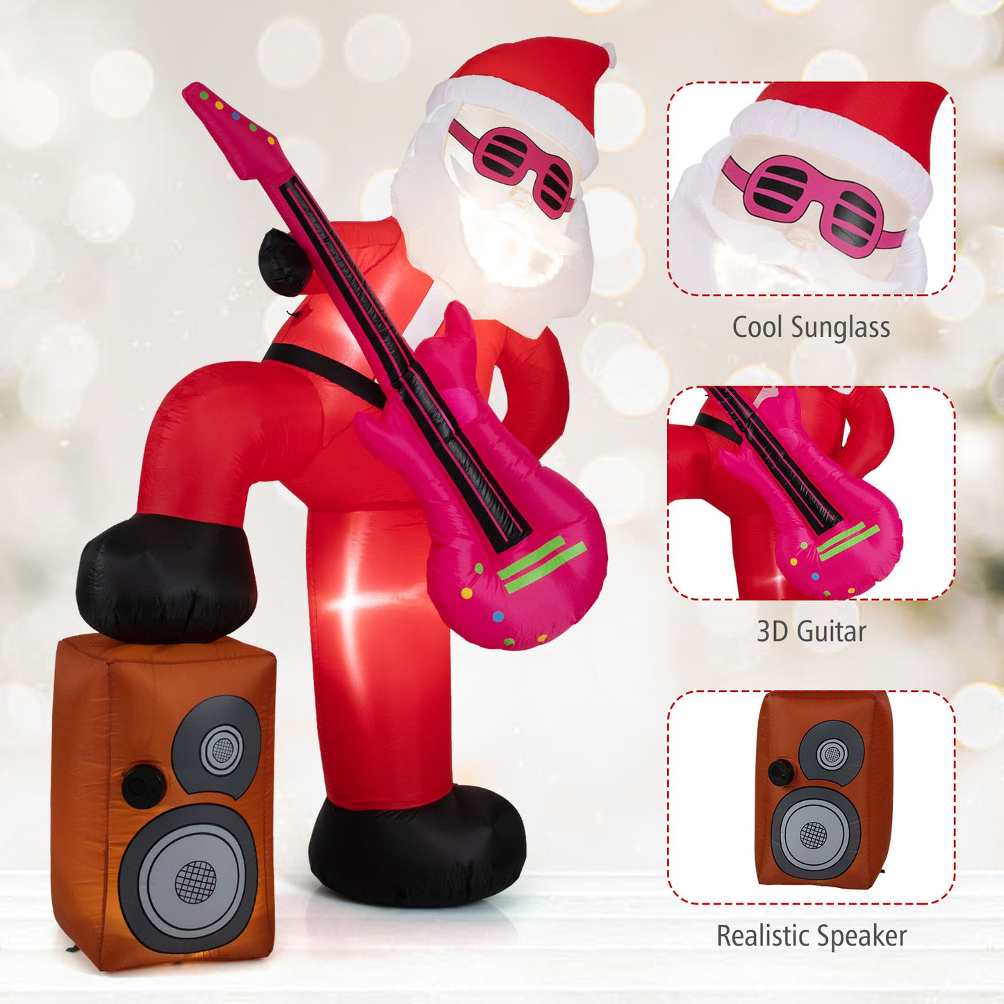 8.4 ft Inflatable Santa Claus with Sound-synced Light Effect and LED Lights Christmas Decor & Accessories at Gallery Canada