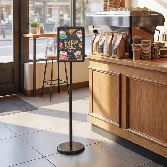 8.5x11Inch Sign Holder Stand, Snap-Open Frame, 360° Rotation, Black Home Office Black at Gallery Canada