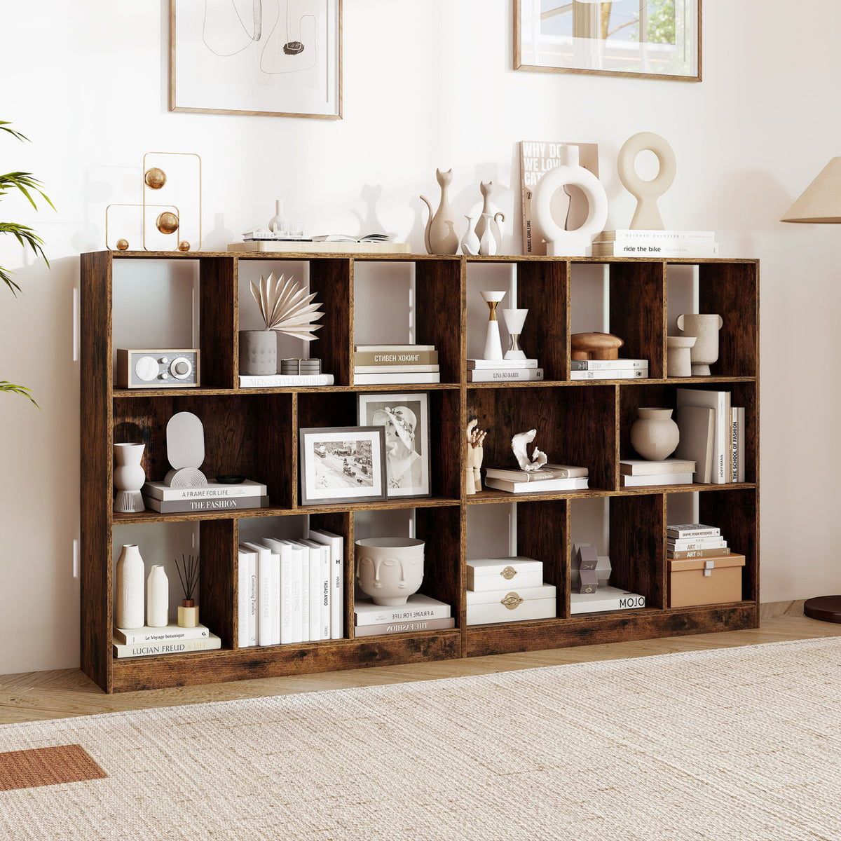 8-Cube Bookcase 3-Tier, Rustic Brown Bookcases at Gallery Canada