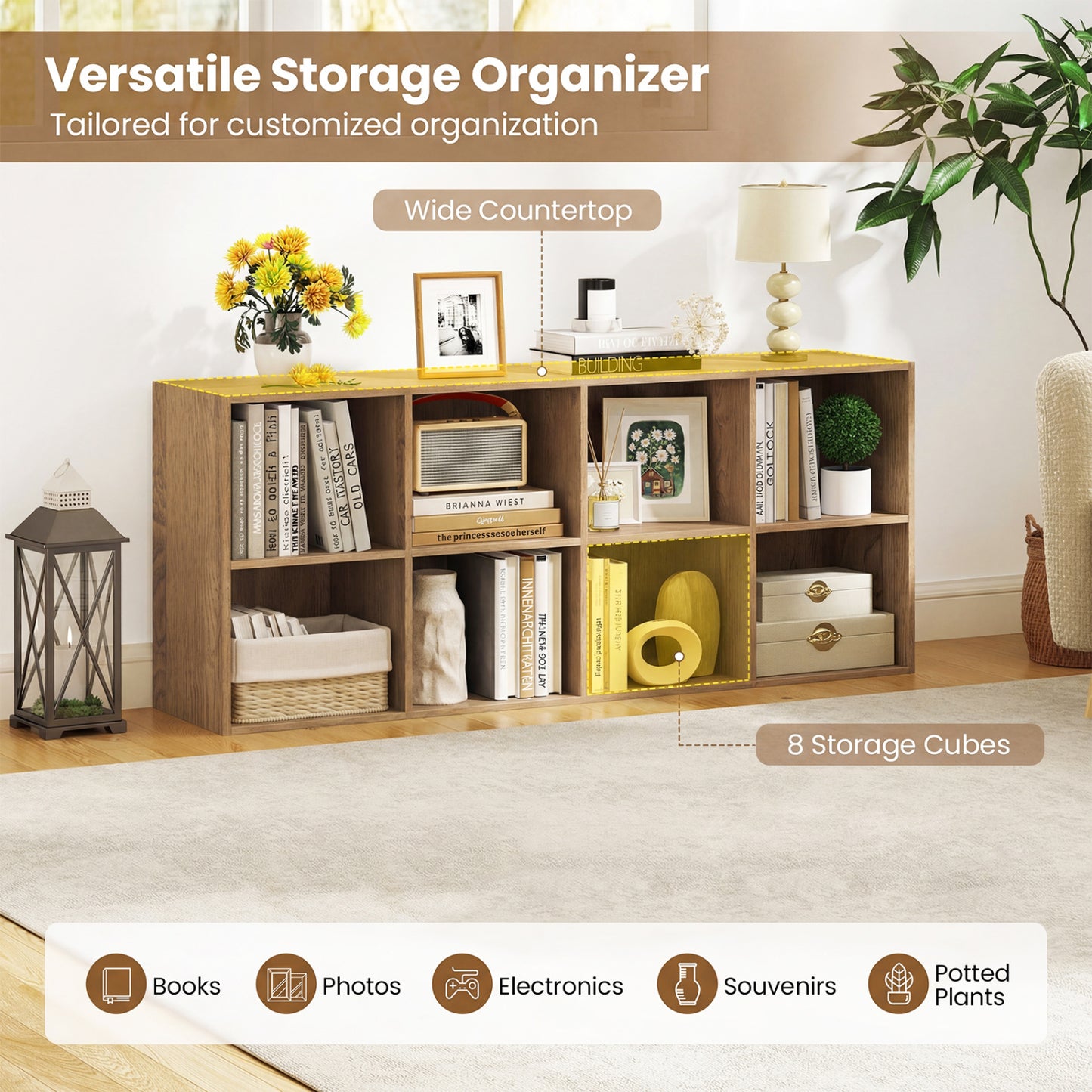 8-Cube Bookcase Bookshelf, Storage Organizer, Natural Bookcases at Gallery Canada