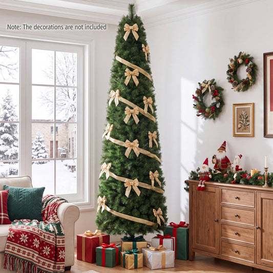 8 FT Artificial Pine Xmas Tree, 575 Tips, Realistic Needles, Green Christmas Tree Green at Gallery Canada