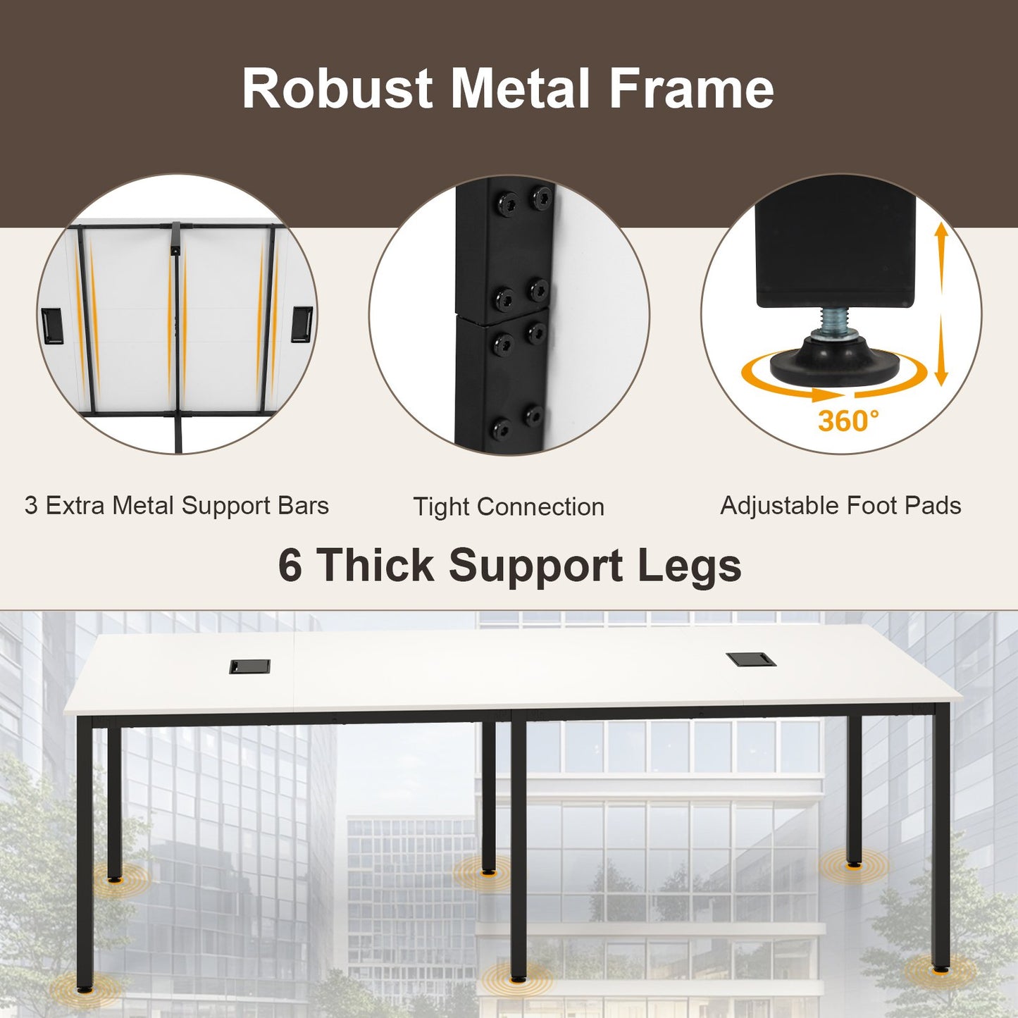8 Feet Conference Table, Seats 10 People, White Standing Desks at Gallery Canada
