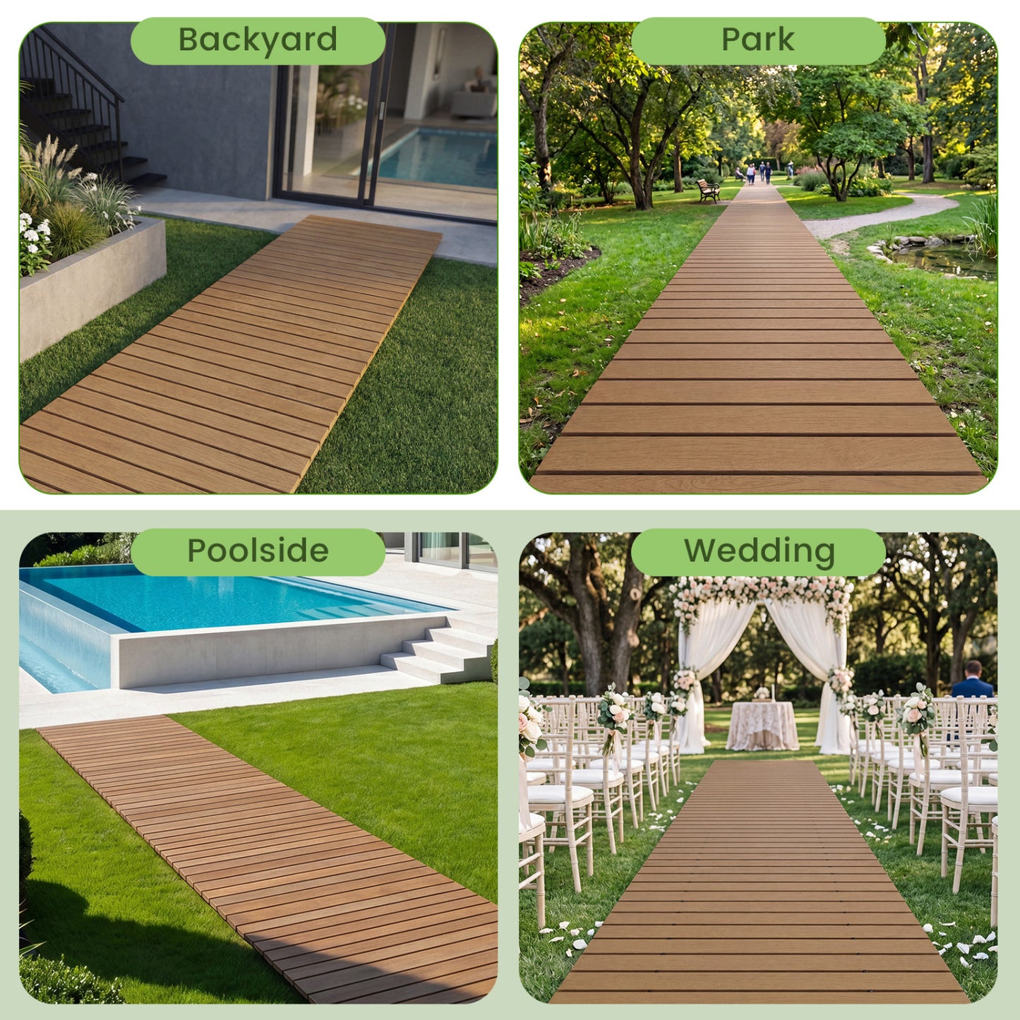 8 Ft Outdoor Pathway Roll-Out Patio Boardwalk, Brown Decorative Fencing & Flooring at Gallery Canada