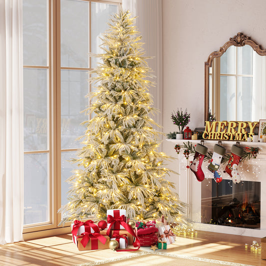 8 Feet Pre-lit Artificial Christmas Tree, Warm White LED Lights, White Christmas Tree White at Gallery Canada