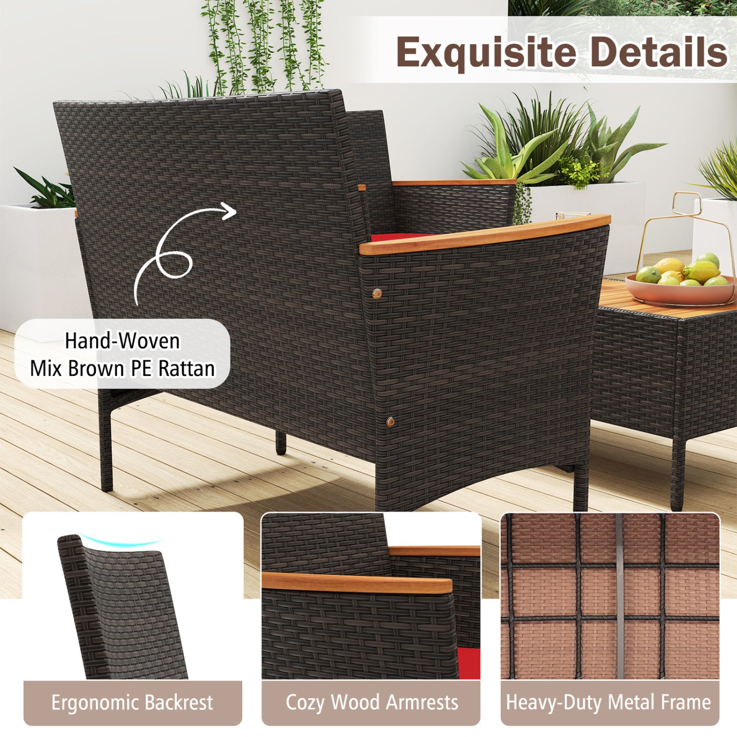 8 Piece Patio Wicker Sofa Set, 4 Rattan Chairs, 2 Loveseats, 2 Tables, Red Patio Conversation Sets at Gallery Canada