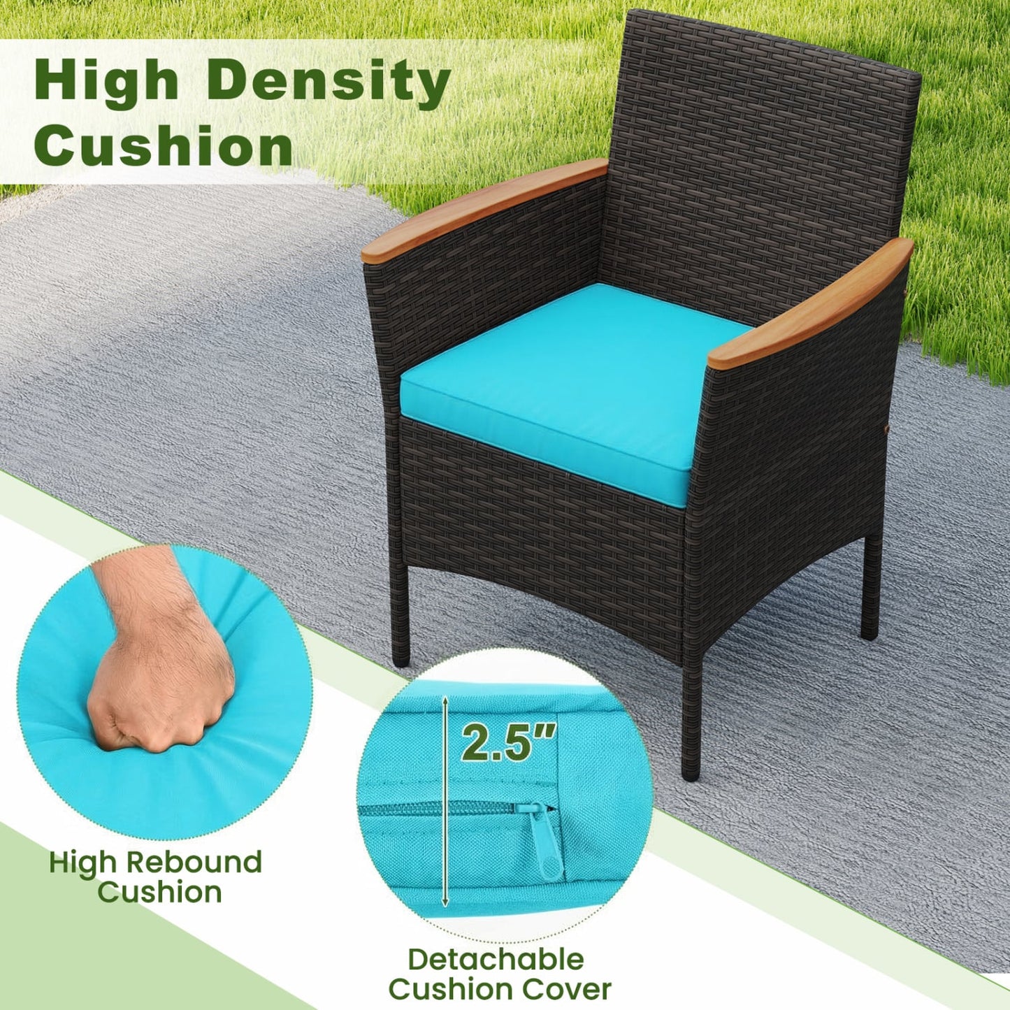 8-Pc Patio Wicker Sofa Set with Chairs, Loveseats & Table, Turquoise