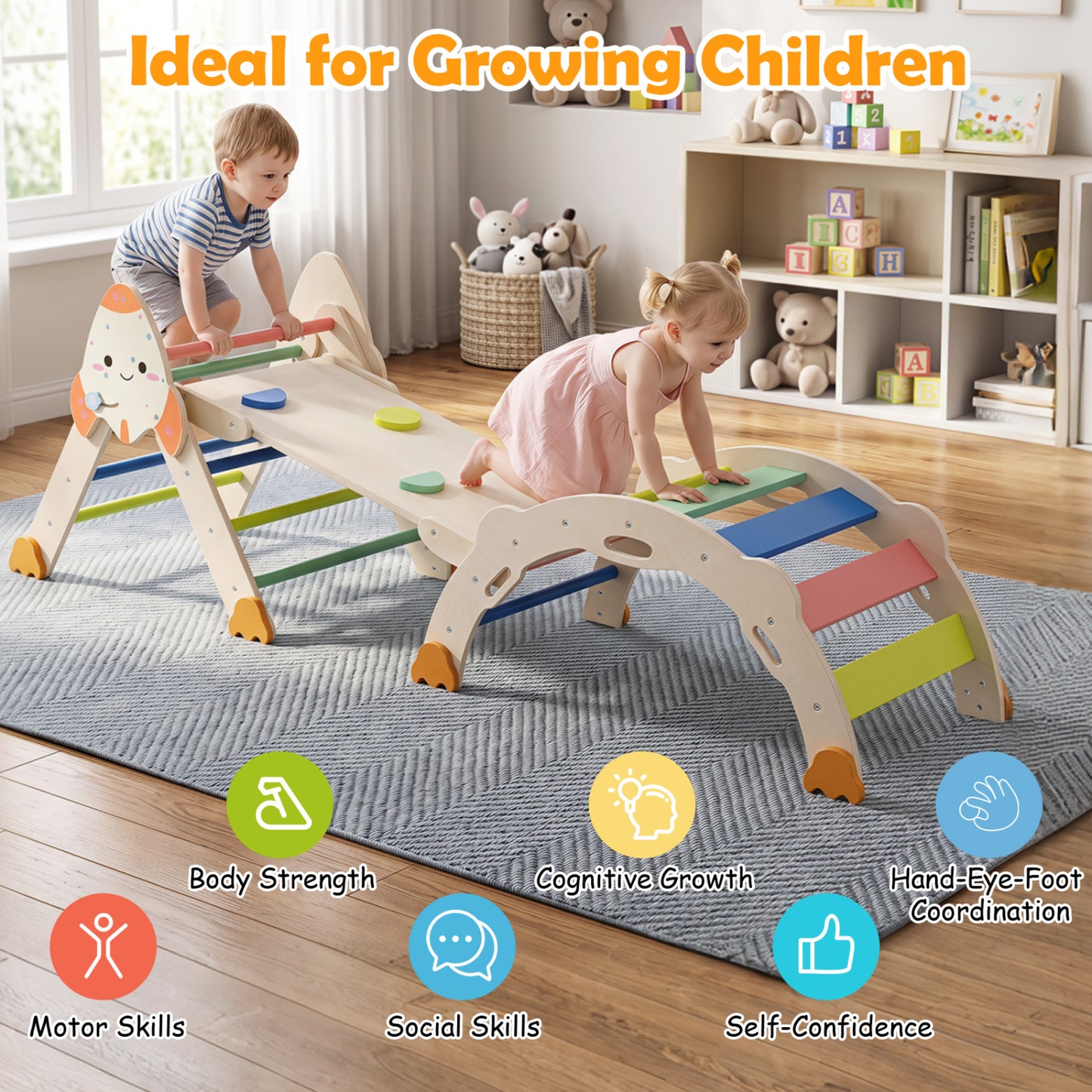 8-in-1 Foldable Climbing Toy, Rocket Theme, Multicolor