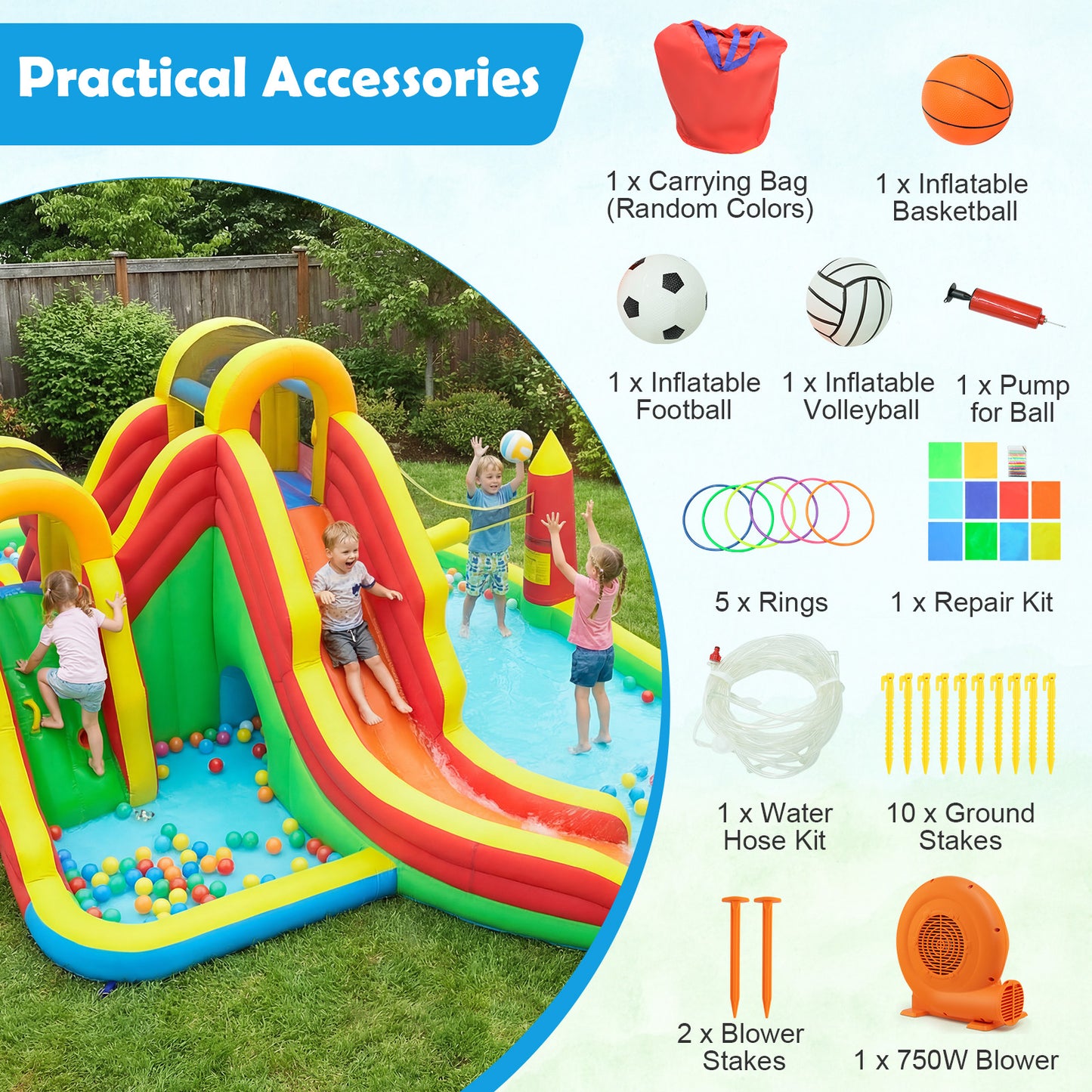 8-In-1 Giant Bounce House With 2 Long Slides, Multicolor Bounce House at Gallery Canada