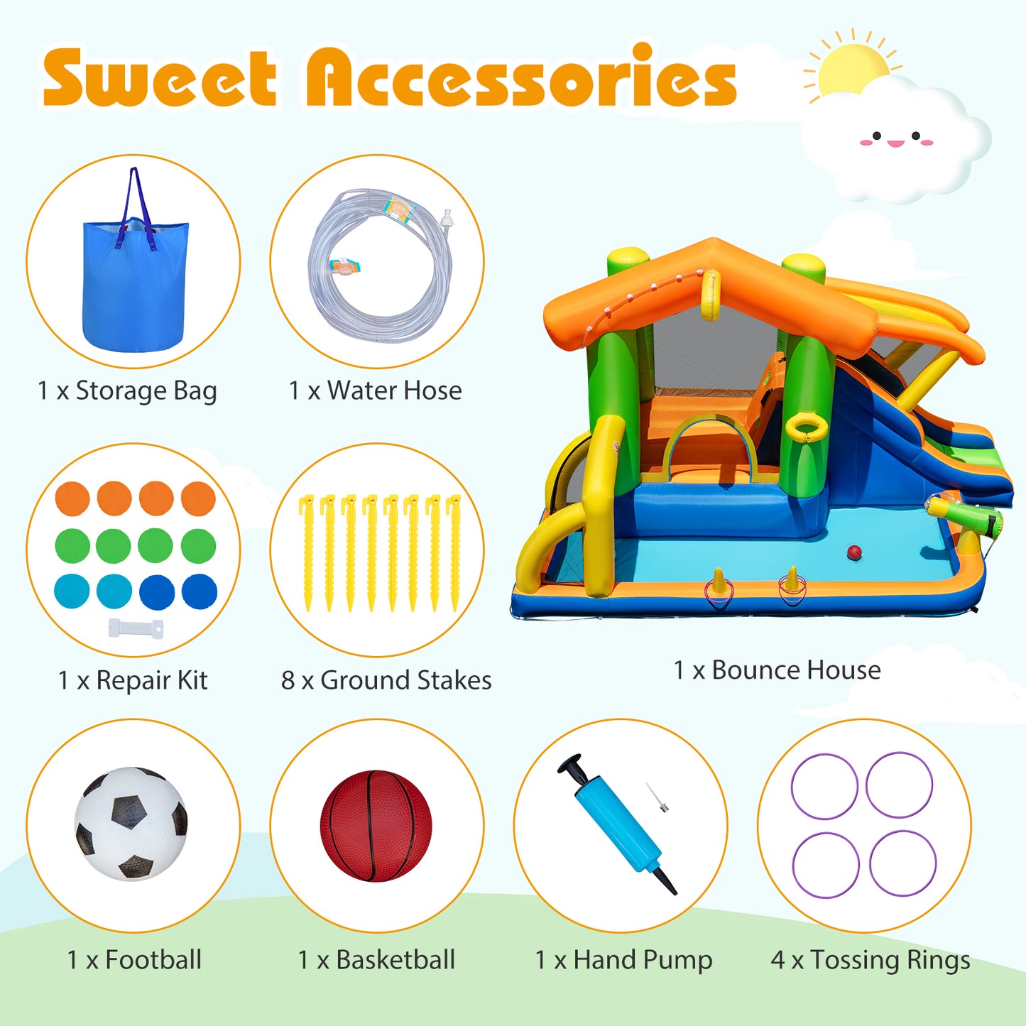 8-in-1 Inflatable Bounce House Water Park Without Blower Inflatable Water Slides at Gallery Canada