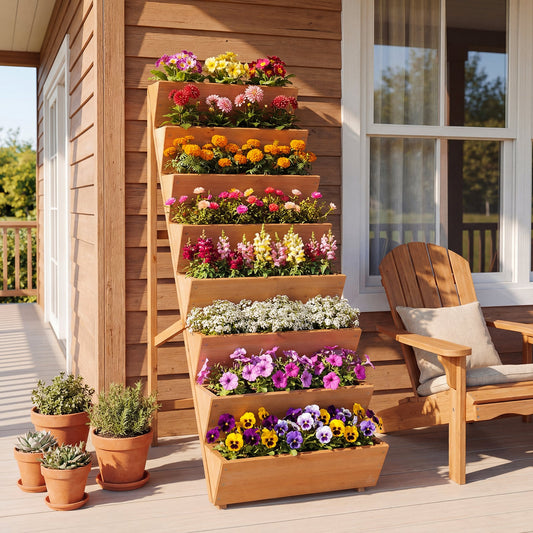 8-Tier Vertical Raised Garden Bed, Elevated Wood Planter Box With Legs, Orange Raised Garden Beds Orange at Gallery Canada