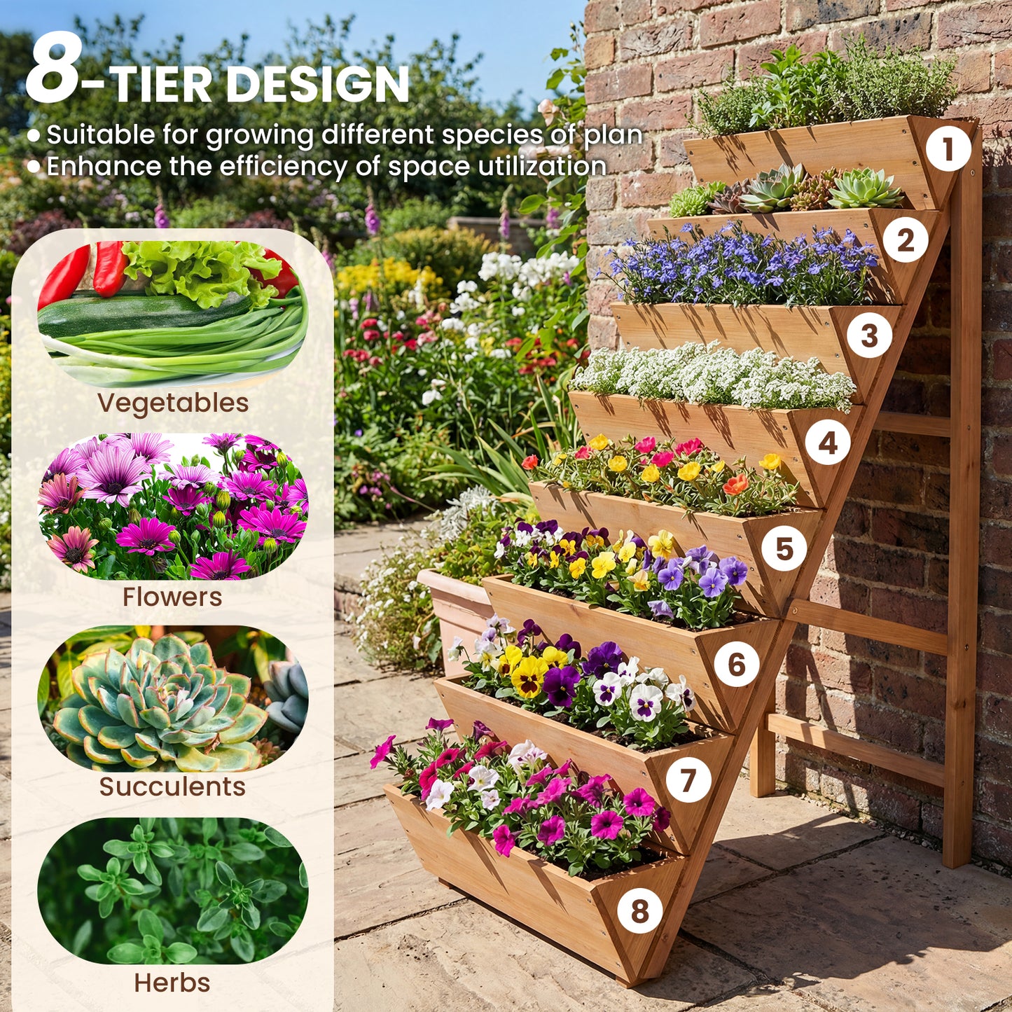 8-Tier Vertical Raised Garden Bed, Elevated Wood Planter Box With Legs, Orange Raised Garden Beds at Gallery Canada