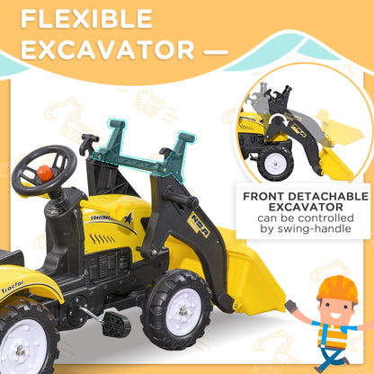 Front Loader Excavator Ride On Toy Pedal Control W/ 6 Wheels Controllable Bucket for 3-6 Years old at Gallery Canada