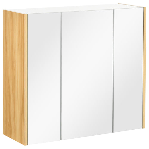 Wall Mounted Medicine Cabinet with Mirror Wall Mirror Cabinet with 3 Doors and Adjustable Storage Shelves White