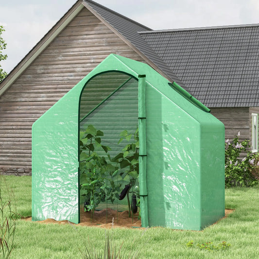 6 x 3.3 x 5.5ft Walk-in Greenhouse, Portable Mini for Plants, Steel Frame, PE Cover Walk In Greenhouses Green at Gallery Canada