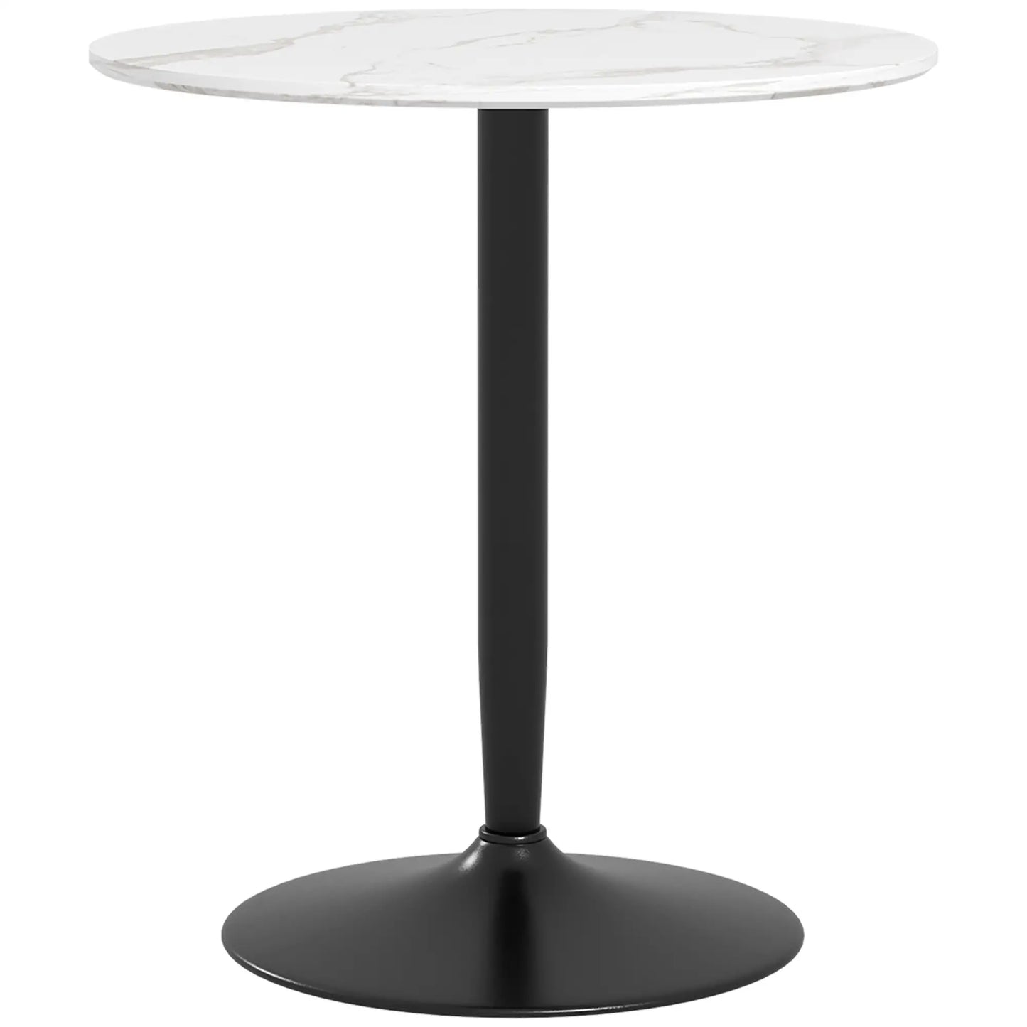 Modern Round Kitchen Table for 2, Steel Base, White Marble, White Dining Tables at Gallery Canada