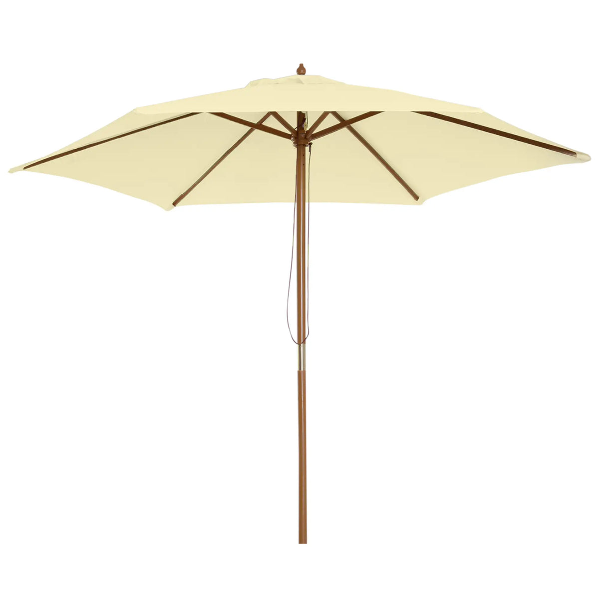 8FT Wood Market Umbrella, Round Garden Parasol, Bamboo Ribs, Cream White Sun Umbrellas at Gallery Canada