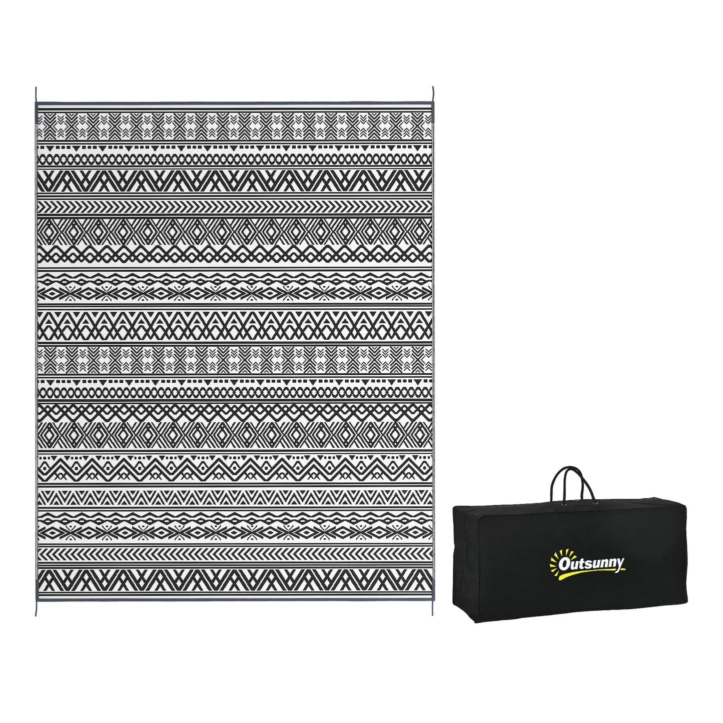Reversible Outdoor Rug, Waterproof, 8' x 10', Grey Cream White Outdoor Reversible Rugs at Gallery Canada