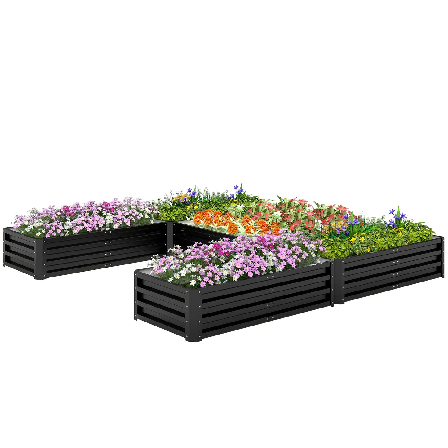 Steel Raised Garden Bed, 8x8x1ft, Set of 5 Large Planters, Black Galvanized Planter Boxes at Gallery Canada