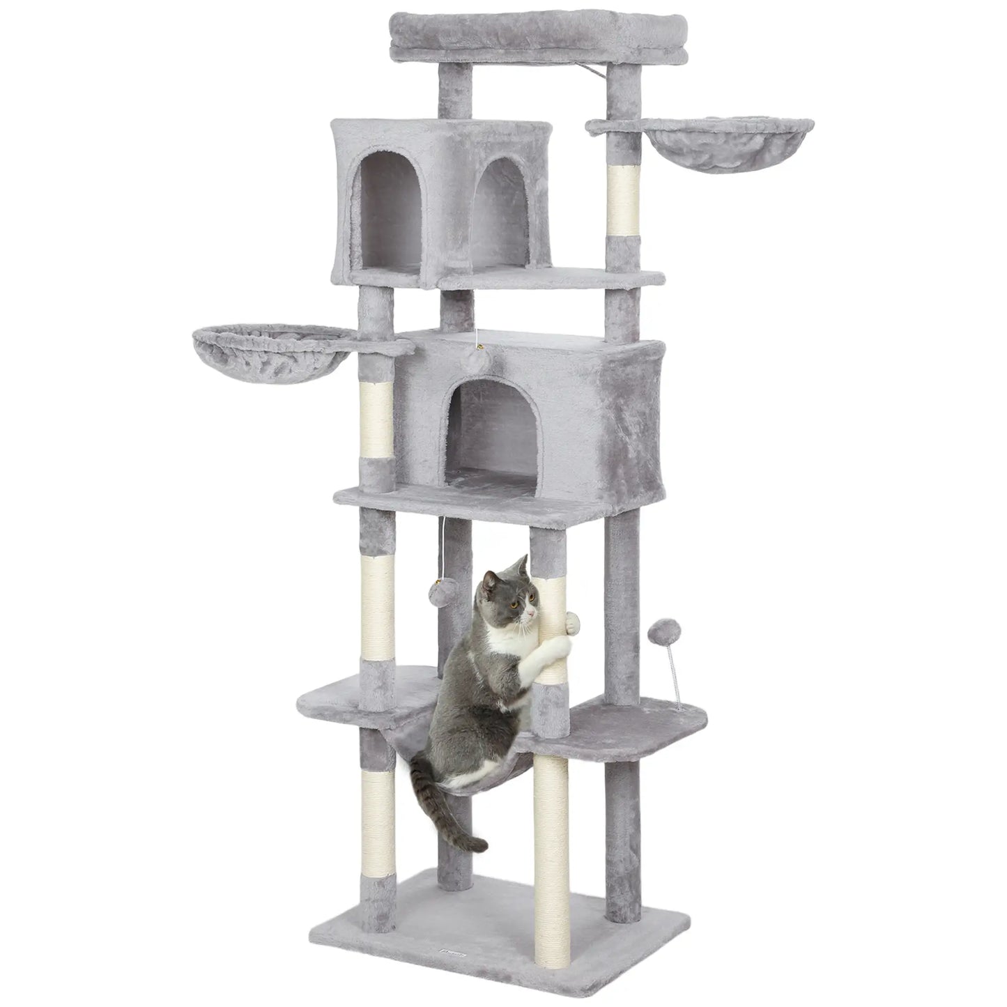69" Cat Tree, Multi-Level Tower with 2 Condos, Plush Perch, Sisal Posts, Light Grey Cat Towers at Gallery Canada