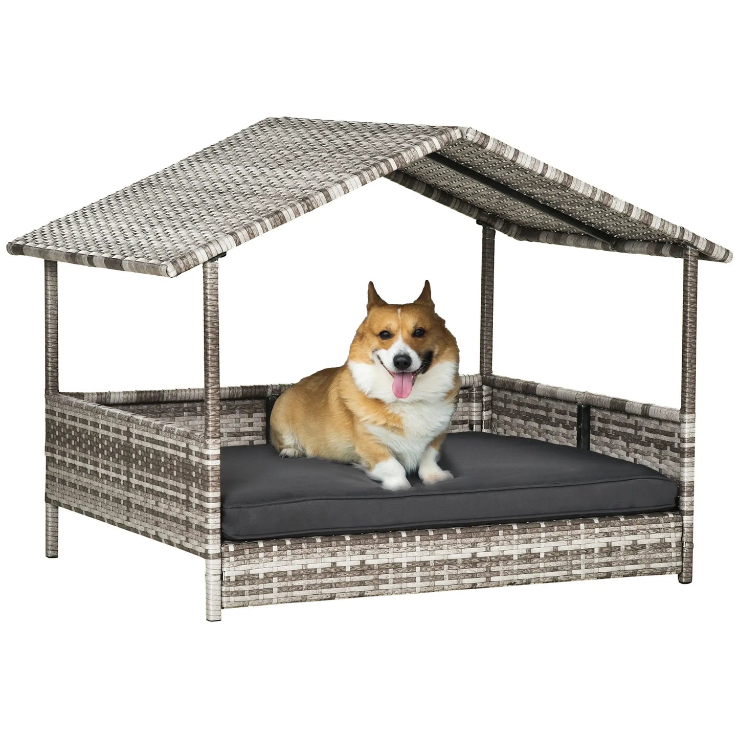 Wicker Pet House Dog Bed, Indoor Outdoor Rattan Furniture with Cushion Houses, Kennels & Pens at Gallery Canada